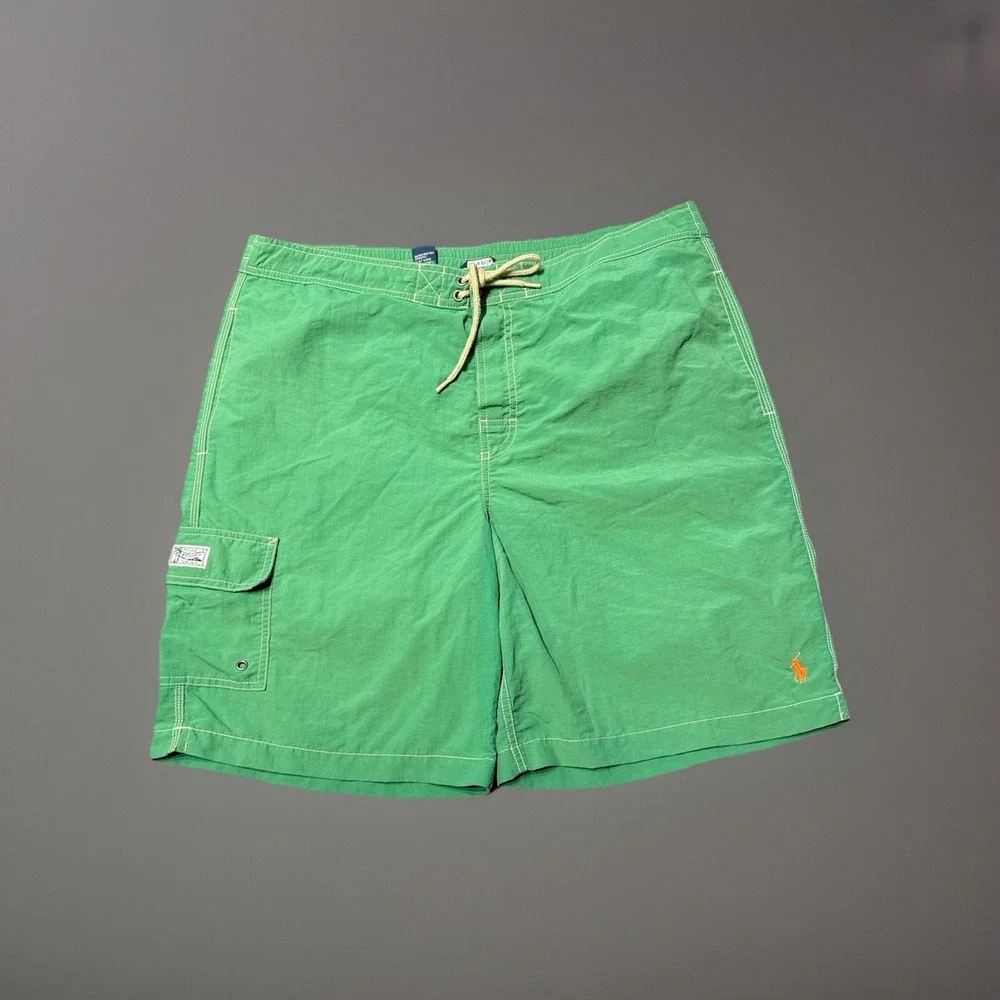 Polo Ralph Lauren Swim Trunks Adult Large Green‎ Pony Shorts Beach Pool